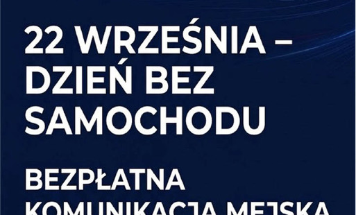 Grafika informująca, że 22 września z okazji Europejskiego Dnia Bez Samochodu komunikacja miejska w Słupsku jest bezpłatna przez cały dzień.